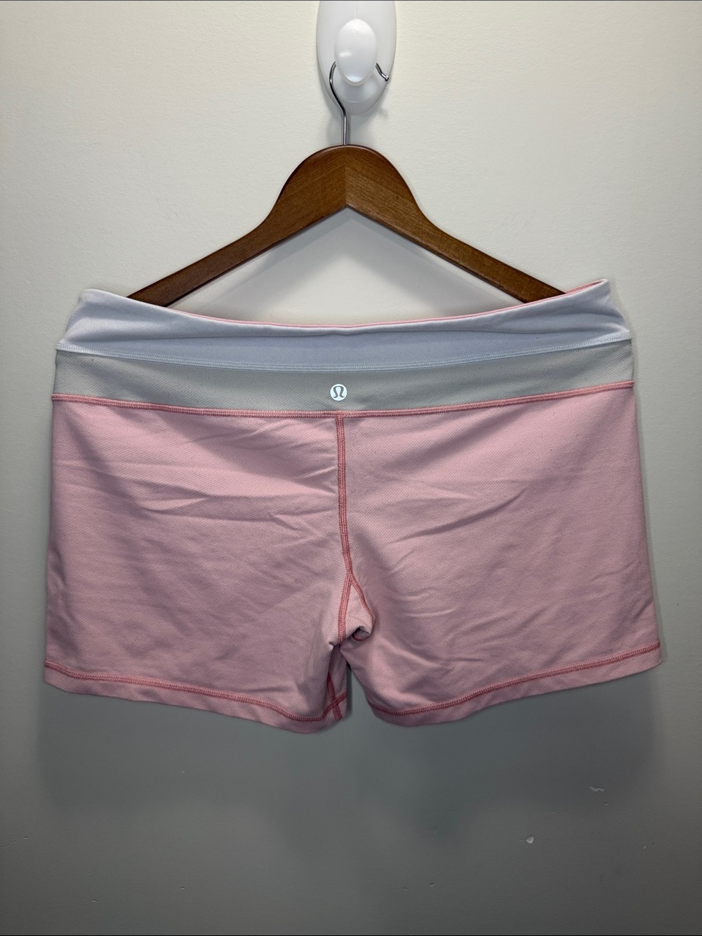 lululemon athletica Pink Yoga Shorts with White Waistband Size 34W